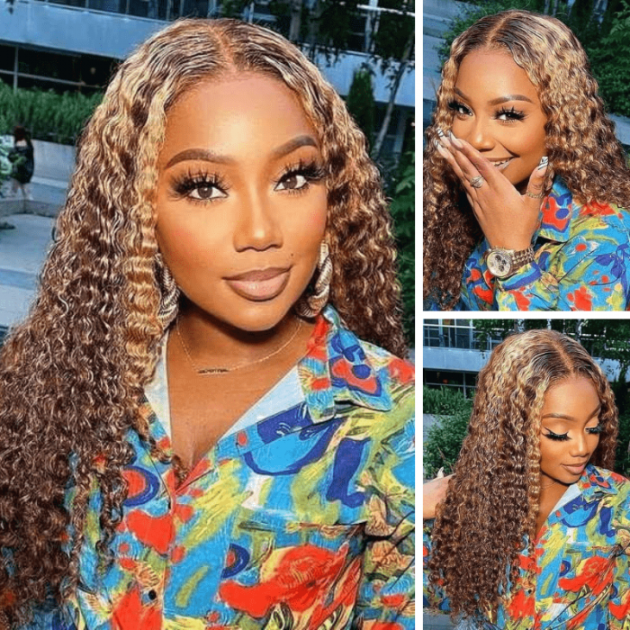 Hurela Blonde Highlight X Transparent Lace Front Glueless Wigs Tl Color Jerry Curly Human