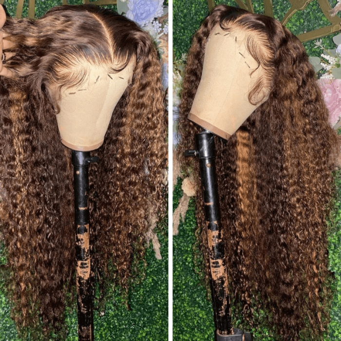 Hurela Blonde Highlight X Transparent Lace Front Glueless Wigs Tl Color Jerry Curly Human