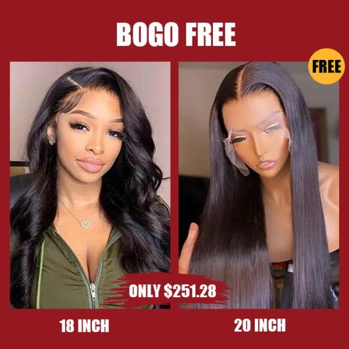 Hurela 100% Human Virign Hair Lace Part Wig With Baby Hair Body Wave Natural Color 150% Density Bogo Free