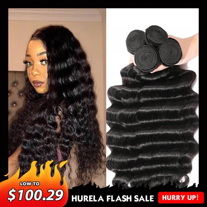 Hurela Peruvian Loose Deep Wave Hair Weave 3 Bundles 100% Human Hair Crazy Flash Sale