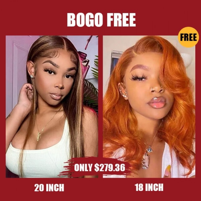 Hurela 20 Inch Highlight Wig 13x5x0.5 Lace Part Wig Straight Human Hair Wig With Baby Hair TL412 Color Bogo Free