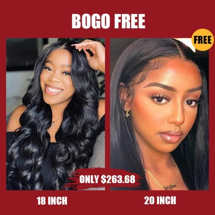 Hurela 18 Inch V Part Body Wave Wig No Leave Out Free Part Upgrade U Part Human Hair Wig Natural Color Bogo Free