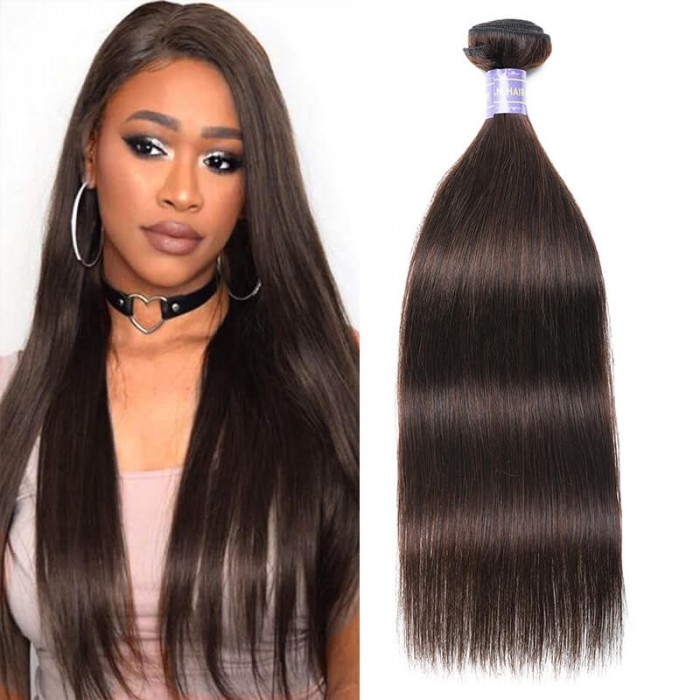 Hurela Straight Weave Hairstyle 1 Bundle Virgin Hair Bundles Dark Brown #4 Color