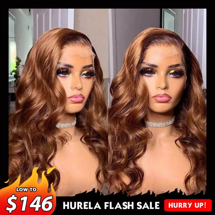 Hurela 13X4 Lace Front Wig 150% density Natural ColorBody Wave Pre-plucked Lace Front Wig 150% density Natural Color