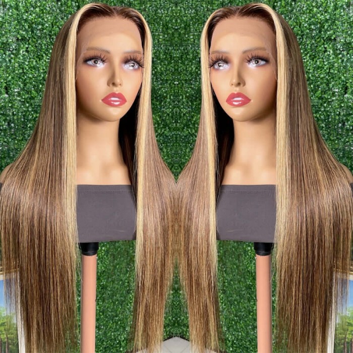 Hurela Blonde Highlight Piano Color Lace Part Wig