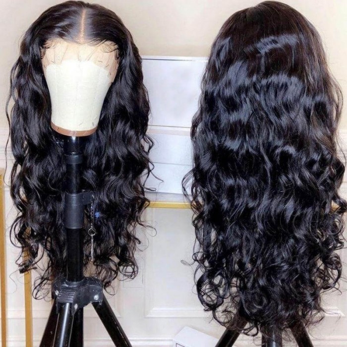 Hurela 13X4 Lace Front Wig 150% density Natural ColorBody Wave Pre-plucked Lace Front Wig 150% density Natural Color