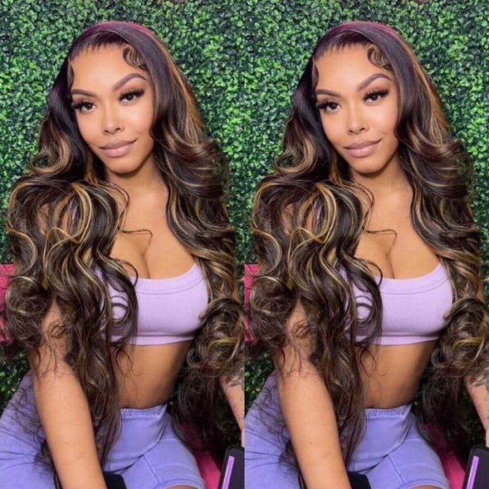 Body Wave Hairstyles Lace Part Wig Human Hair Wigs With Baby Hair 150% Density #FB30 Color
