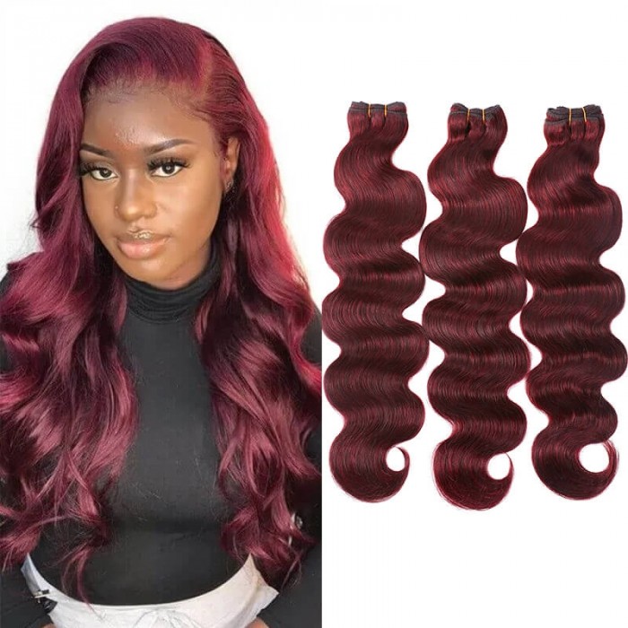 Hurela Sew In Malaysia Hair Body Wave Hair 3 Bundles Deals 8-26 Inch #99J Color