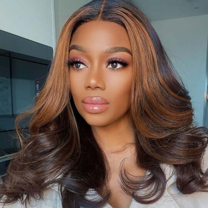 Hurela 13X4 Lace Front Wig 150% density Natural ColorBody Wave Pre-plucked Lace Front Wig 150% density Natural Color