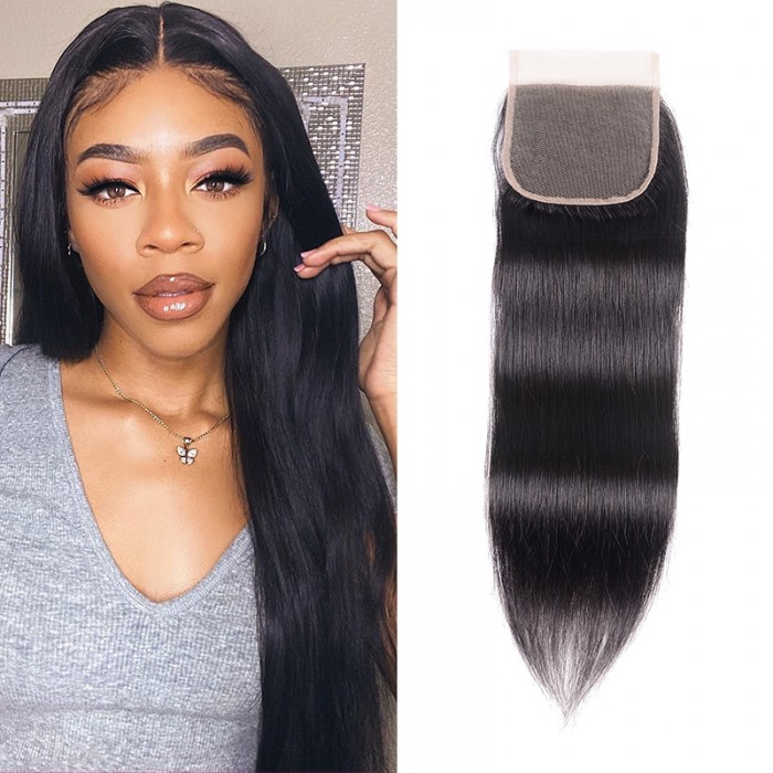 Hurela 4x4 Lace Closure Straight Virgin Human Hair 10-20 Inch