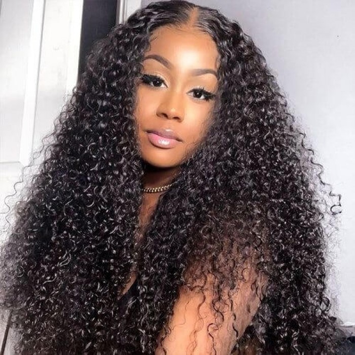Hurela Flash Sale| V Part Kinky Curly Human Hair Wigs Protective Style Wigs No Lace No Gel Glueless Wigs Natural Color Facebook Special Sale