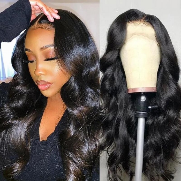Hurela 13X4 Lace Front Wig 150% density Natural ColorBody Wave Pre-plucked Lace Front Wig 150% density Natural Color