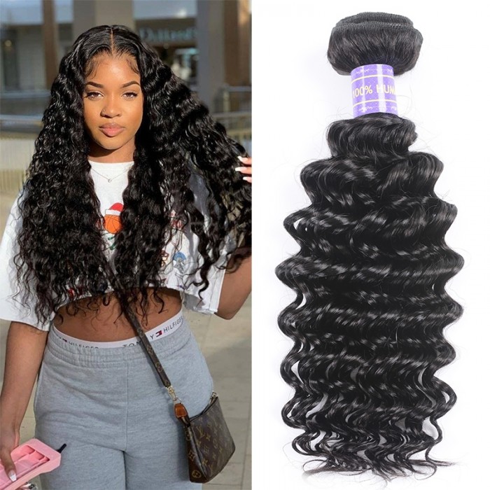 Hurela Hair Good Deep Wave Wet And Wavy Weave 1 Bundle Virgin Hair 12-26 Inches