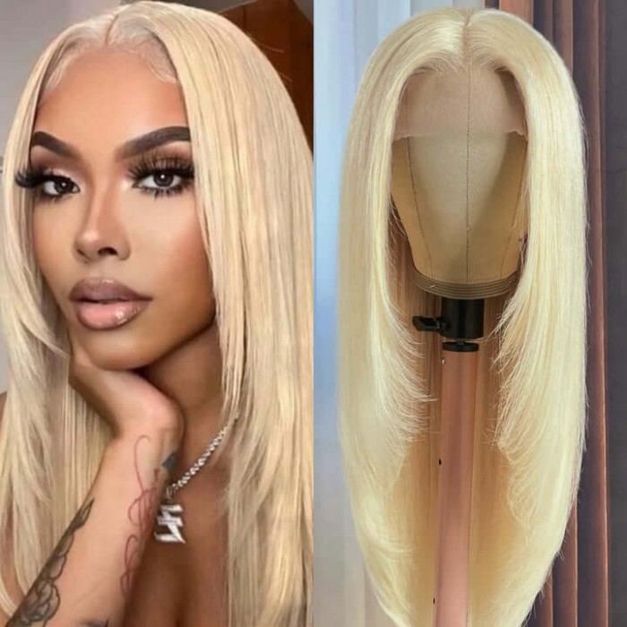 Hurela 150% Density Long Straight 13x4 Lace Frontal Wigs Natural Color