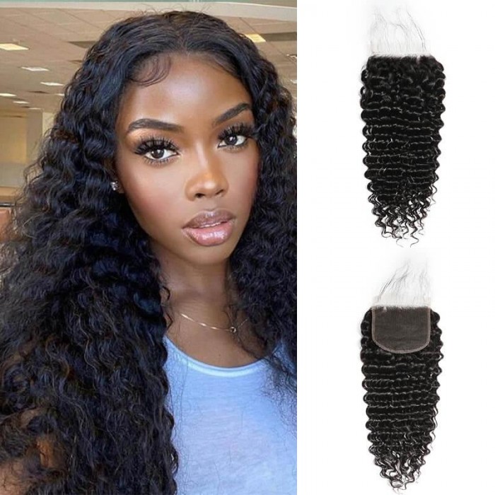 Hurela Invisible Deep Wave Free Part 5x5 HD Lace Closure Virgin Hair Closure For Women