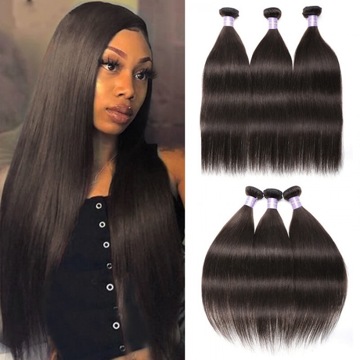 Hurela Brazilian Straight Hairstyles Human Hair 3 Bundles