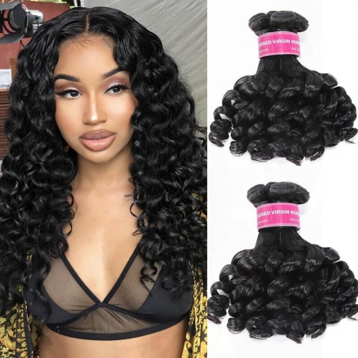 Virgin Fumi Hair Bundles 1PCS Real Curly Human Hair Weave