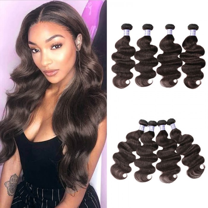 Hurela 4 Bundles Brazilian Human Hair Body Wave Hair Color #2