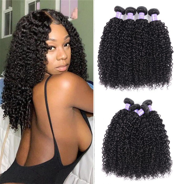 Hurela 4 Bundles Peruvian 100 Human Hair Curly Weave Hairstyles