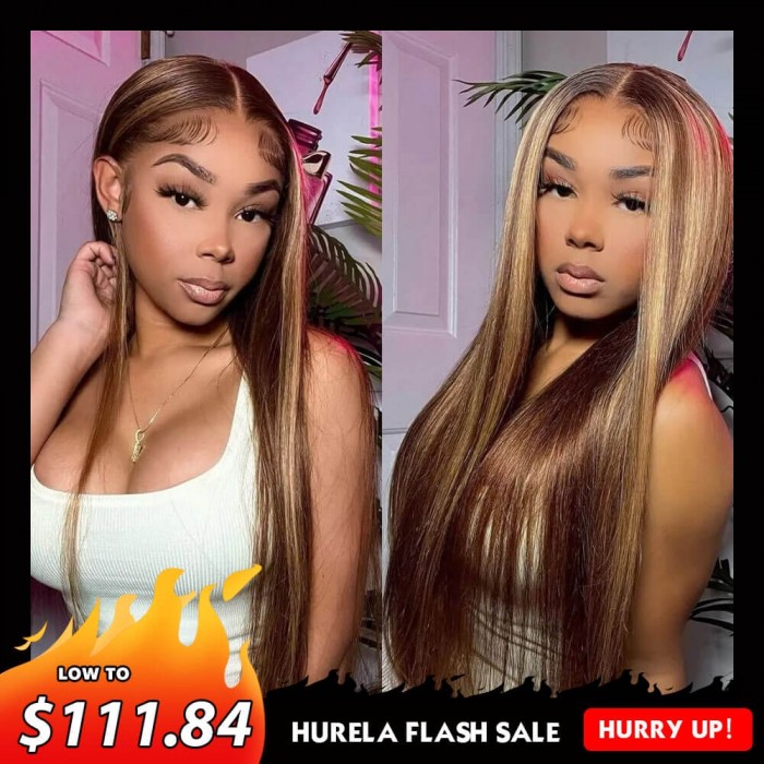 Hurela Highlight Wig 13x5x0.5 Lace Part Wig Straight Human Hair Wig With Baby Hair TL412 Color Crazy Flash Sale