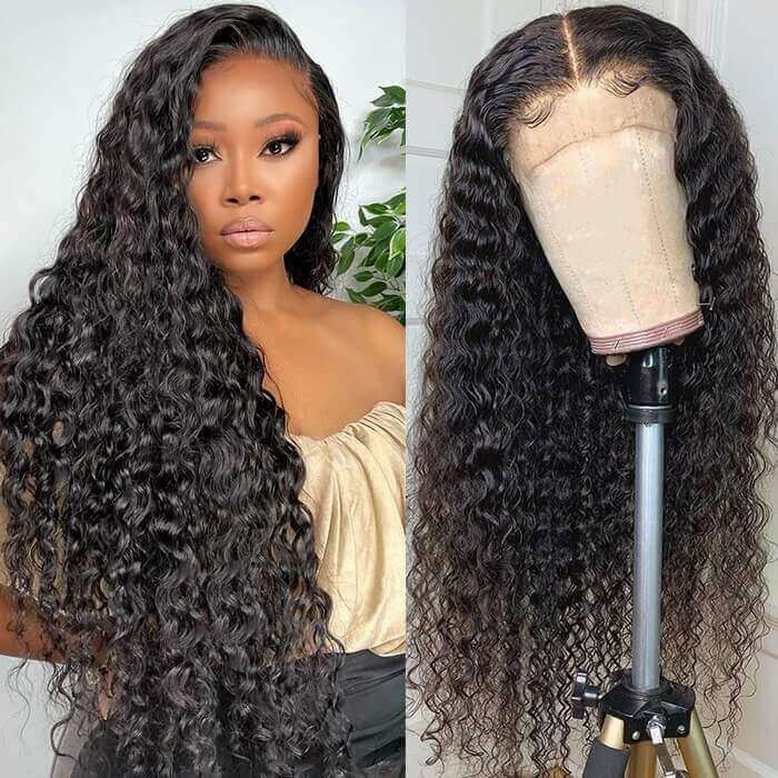 Hurela Jerry Curly Glueless Wigs Invisible 5x5 HD Lace Closure Wigs Human Hair Heavy Density