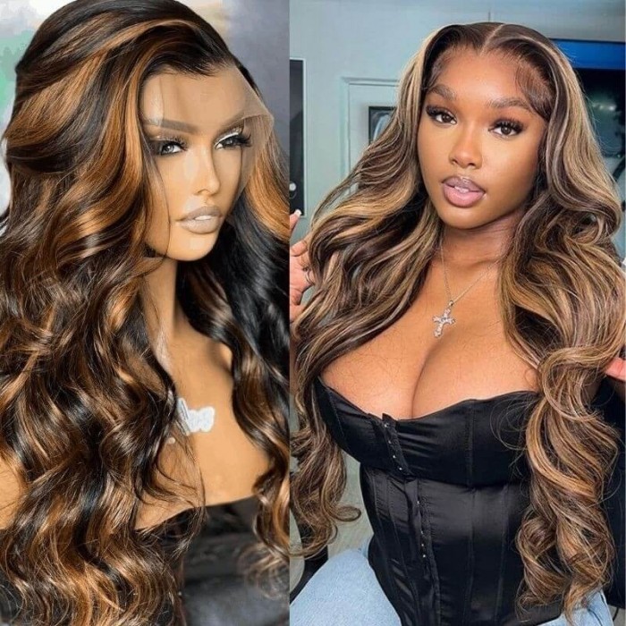 Body Wave Hairstyles Lace Part Wig Human Hair Wigs With Baby Hair 150% Density #FB30 Color