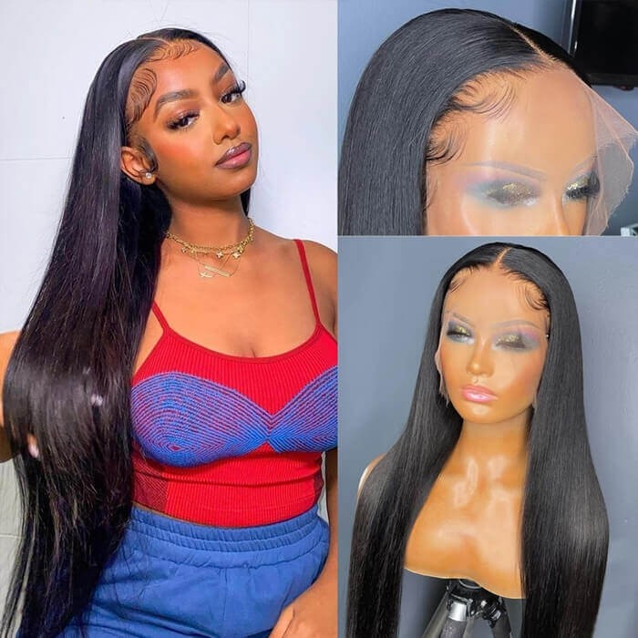 Hurela HD Lace Wigs Straight Hairstyles 5x5 Lace Closure Wigs Human Hair 150% Density Natural Color