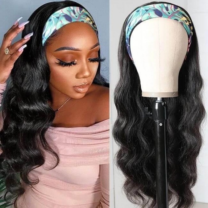 Headband Wigs Natural Black Color 150% Density Brazilian Glueless Human Hair Headband Wigs Natural Black Color Brazilian Glueless Human Hair