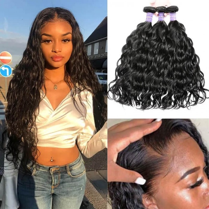 Hurela Brazilian Natural Wave Weave Virgin Hair 3 Bundles Deals Unprocessed human hair