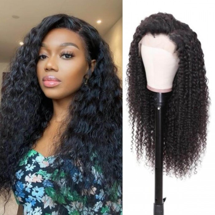 Hurela Cheap 4x4 Lace Front Wigs Jerry Curly Human Wigs With Baby Hair 150% Density
