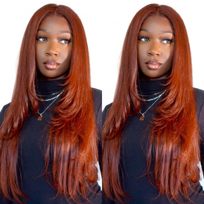 Hurela 150% Density Long Straight 13x4 Lace Frontal Wigs Natural Color