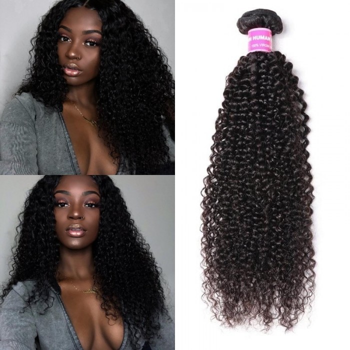 Hurela Kinky Curly Bundle Hair Weave Best 100% Human Hair Natural Color