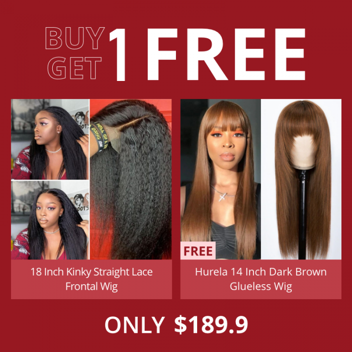 Hurela Lace Front Realistic Kinky Straight 150% Density Human Hair Wigs