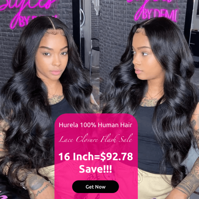 Hurela Summer Trends Low to $92.78 Get Body Wave Glueless Human Hair Wigs 4x4 Lace Closure Natural Black Color Virgin Hair Wig Facebook Special Sale