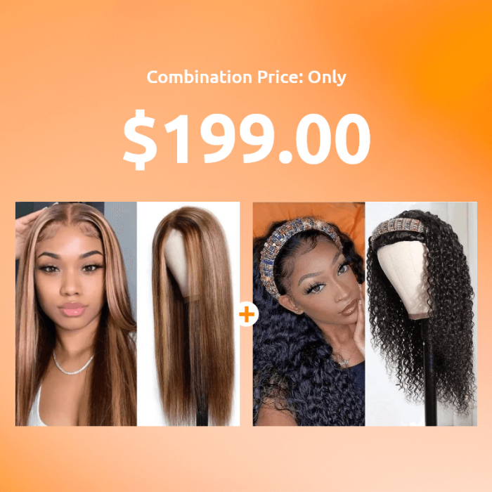 Hurela Blonde Highlight Piano Color Lace Part Wig