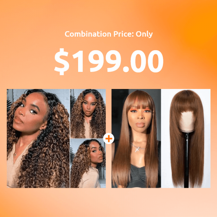 Hurela 18 Inch U part FB30 Jerry Curly Wig And 20 Inch Color#4 Stragiht Wig Mid Of Year Sale