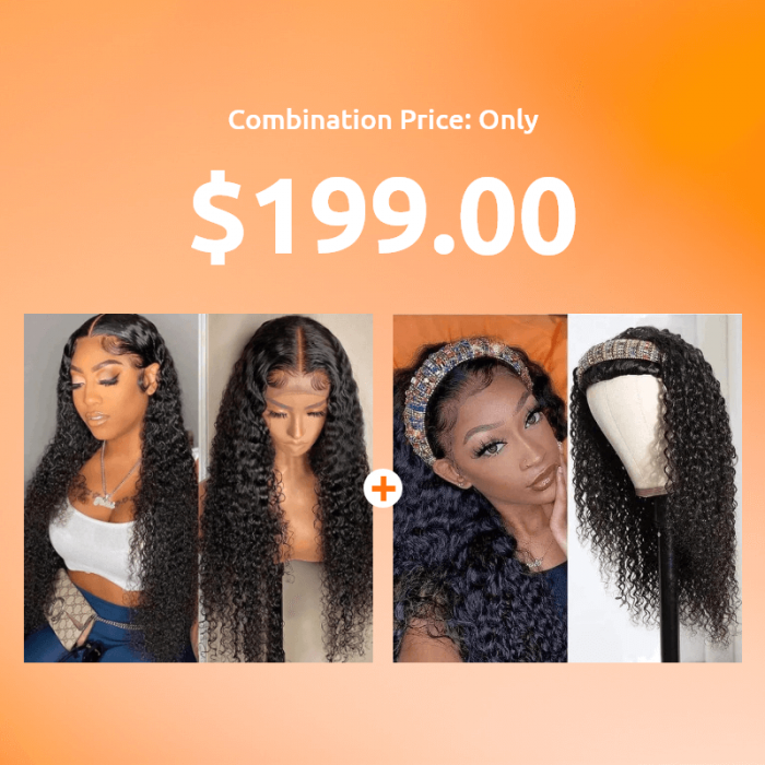 Hurela 16 Inch 13*4 Lace Jerry Curly Wig And 18 Inch Headband Jerry Curly Wig Mid Of Year Sale