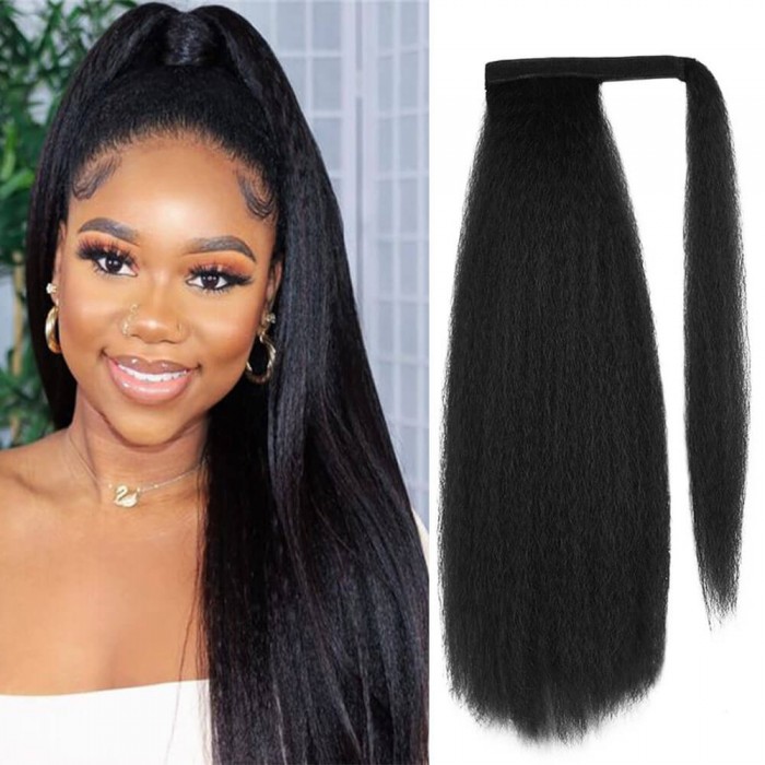 V Part Kinky Straight Human Hair Wigs No Lace No Glueless 150% Density