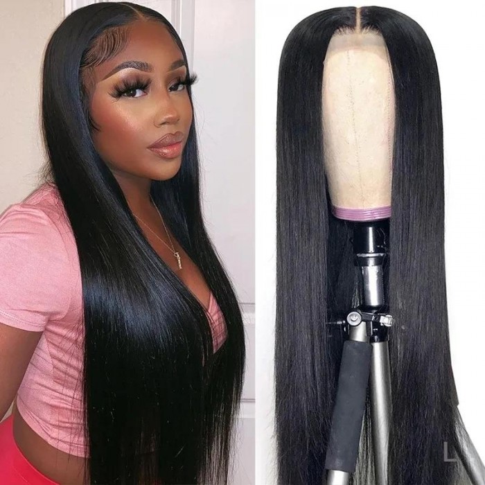 Hurela Pre Plucked HD Lace Wigs Human Hair Long Straight Hair 5x5 Lace Closure Wigs