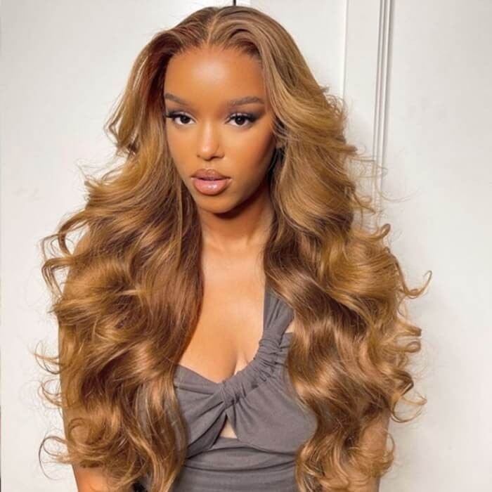 Hurela Highlight Color Body Wave Human Hair Wig 13x4 Lace Front Colored Wigs For Women 150% Density