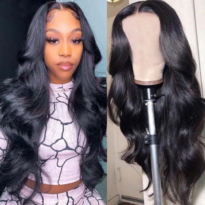 Hurela 13X4 Lace Front Wig 150% density Natural ColorBody Wave Pre-plucked Lace Front Wig 150% density Natural Color