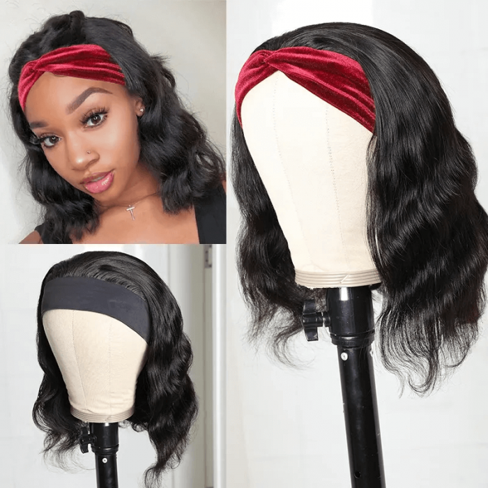  Body Wave Headband Wigs Natural Black Color