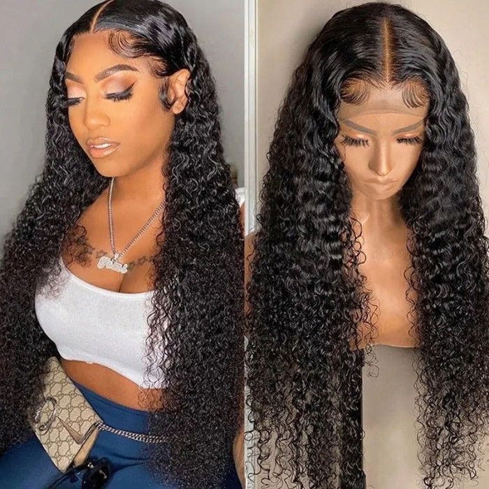 Hurela New 13x4 Lace Front Wigs Jerry Curly Human Hair Wigs With Baby Hair Independence Day Sale