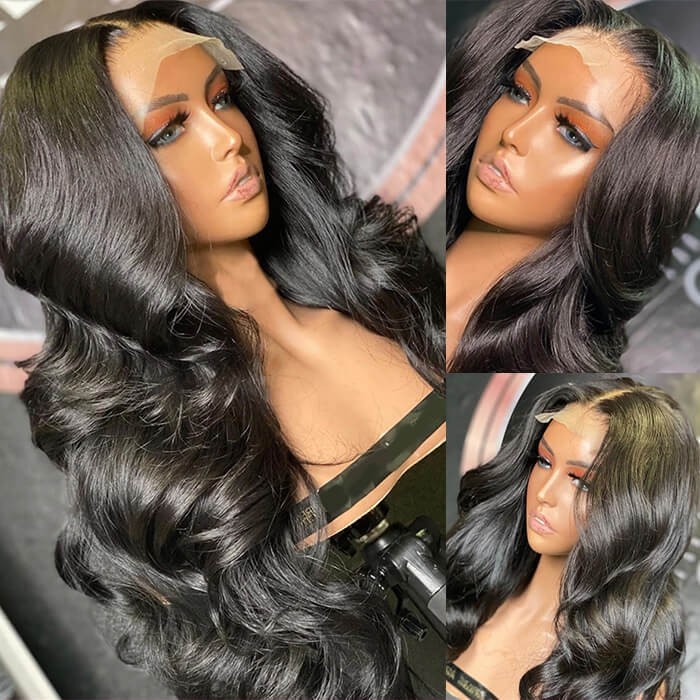 Hurela 13X4 Lace Front Wig 150% density Natural ColorBody Wave Pre-plucked Lace Front Wig 150% density Natural Color
