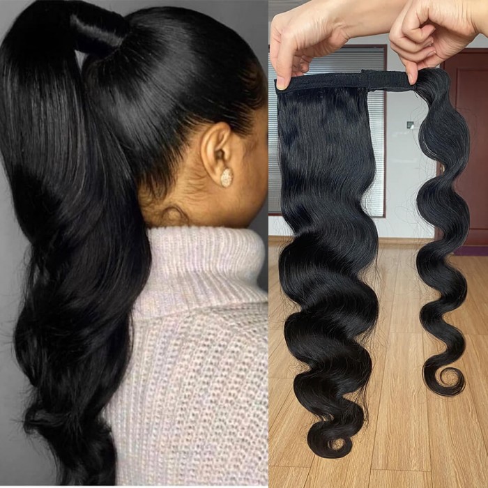 Hurela Body Wave Ponytail With Clip In Wraparound Ponytail Extension