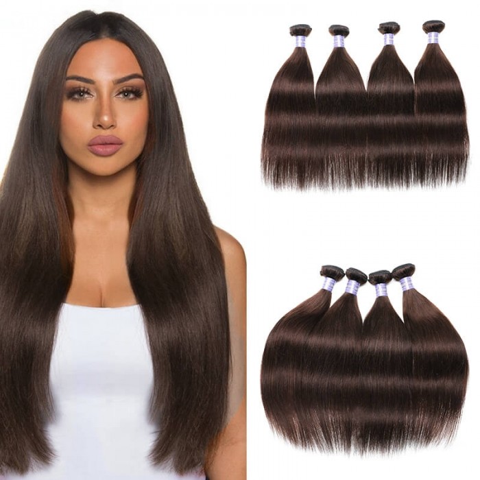 Hurela Brazilian Human Hair Straight Weave Hair Hairstyles 4 Bundles Color #4