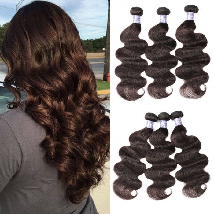 Hurela Cute Peruvian Body Wave Hairstyles Human Hair 3 Bundles Deals 8-26 Inch #2 Color