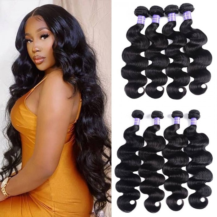 Hurela Hair 4 Bundles Deals Peruvian Body Wave Hair Weave Unprocessed Virgin Hair