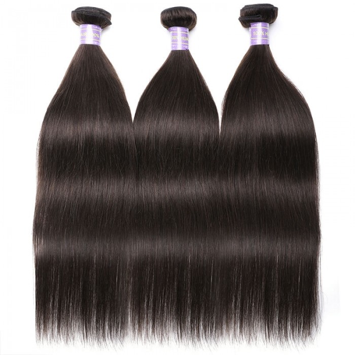 Hurela 3 Bundles Cute Peruvian Straight Hair Human Hair Deals 8-26 Inch #2 Color
