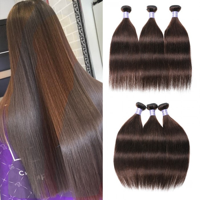 Hurela Cute Malaysia Straight Hair weave Human Hair 3 Bundles Deals 8-26 Inch #4 Color Friday Sale